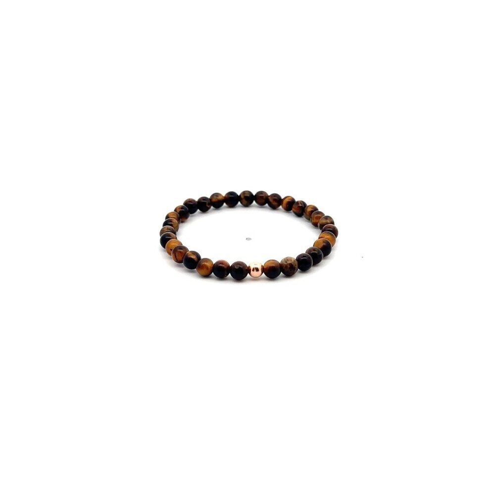 Natural Tiger's Eye Gemstones Mini 4mm 18K Rose Gold Charm Bead
